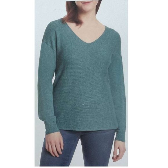 Ella Moss | Women's V-Neck Pullover Sweater | Blue | Various Sizes - Picture 3 of 4